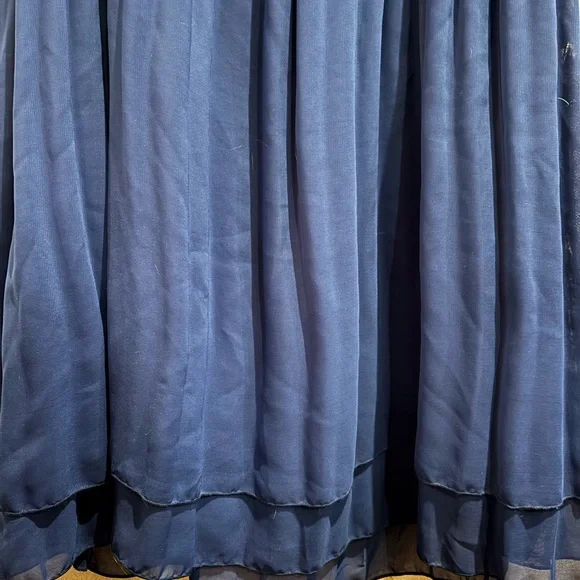 Casual Blue Ribbed Pleated Midi Sundress - Picture 5 of 5